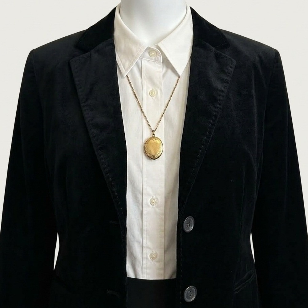 Ann Taylor Black Velvet Blazer Y2K Dark Academia Goth Vampire Halloween Sz 18